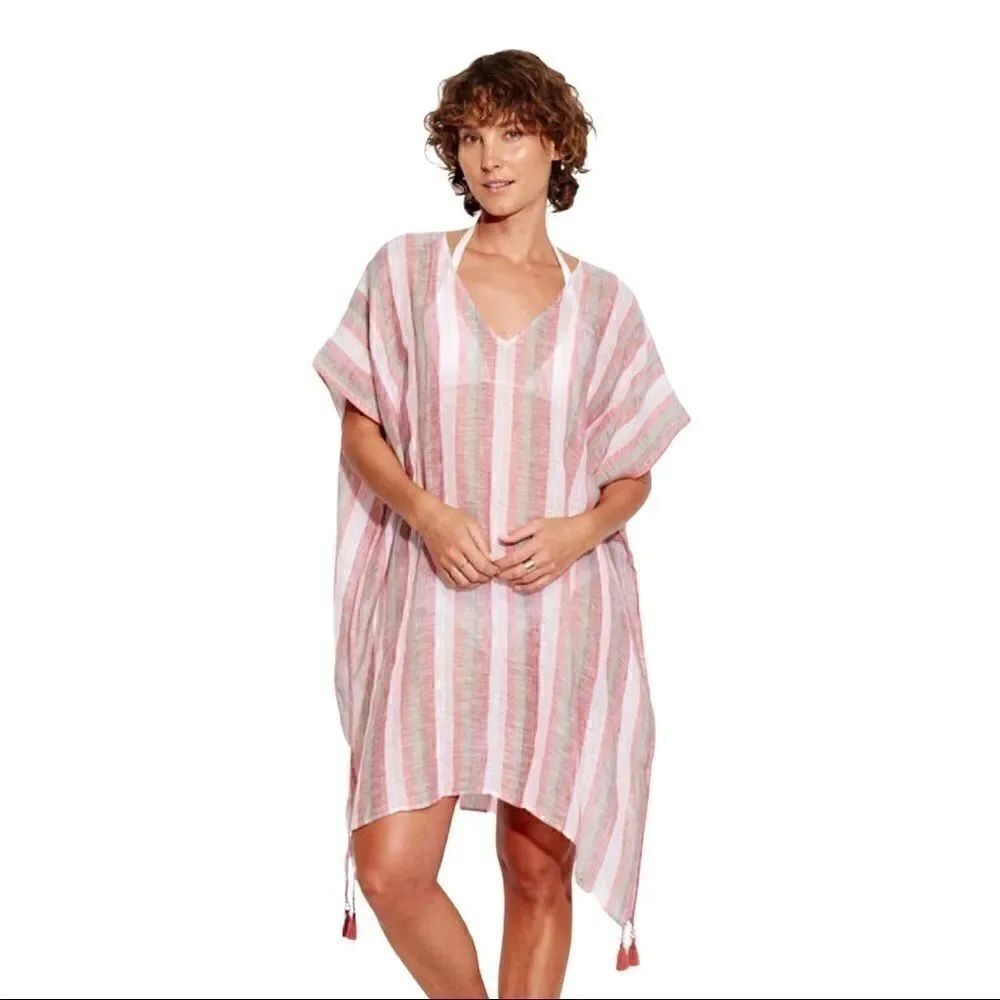 Seafolly Ocean Alley Vertical Stripe Kaftan NWT